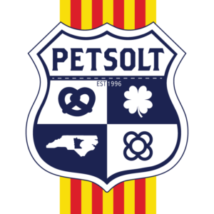 Petsolt shield with senyera stripes